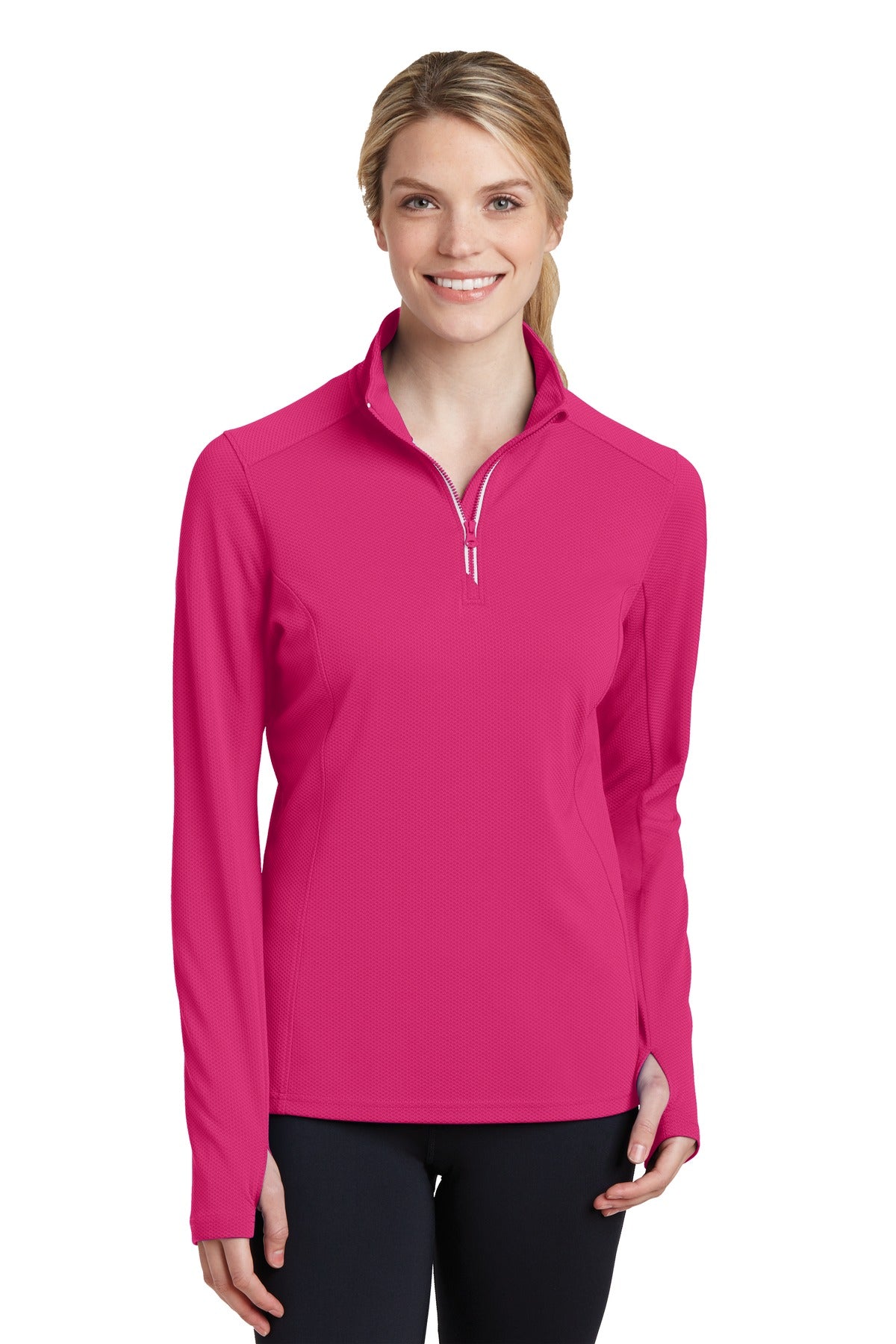 Sport-Tek® Women's Sport-Wick® Textured 1/4-Zip Pullover. LST860