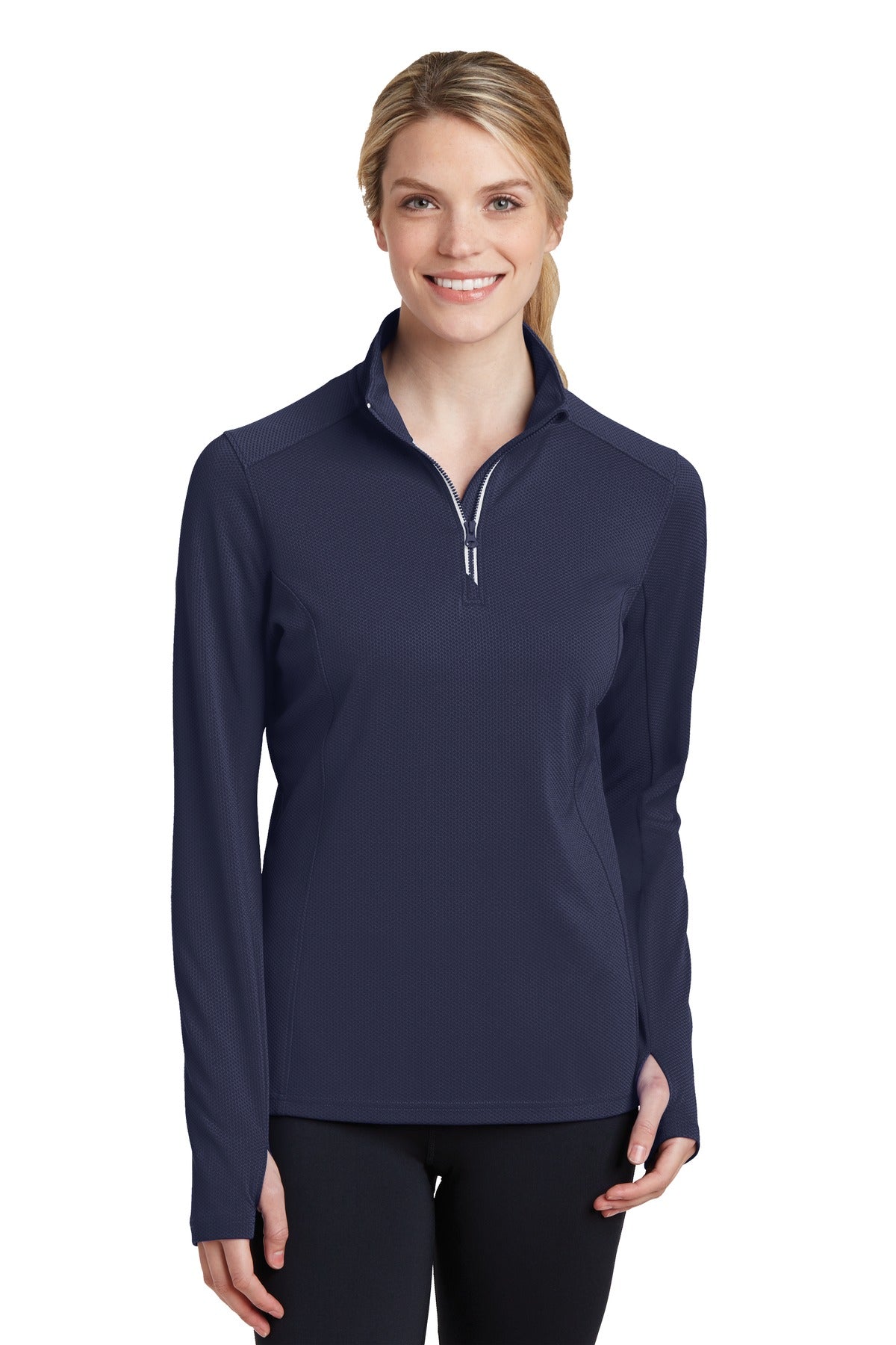 Sport-Tek® Women's Sport-Wick® Textured 1/4-Zip Pullover. LST860
