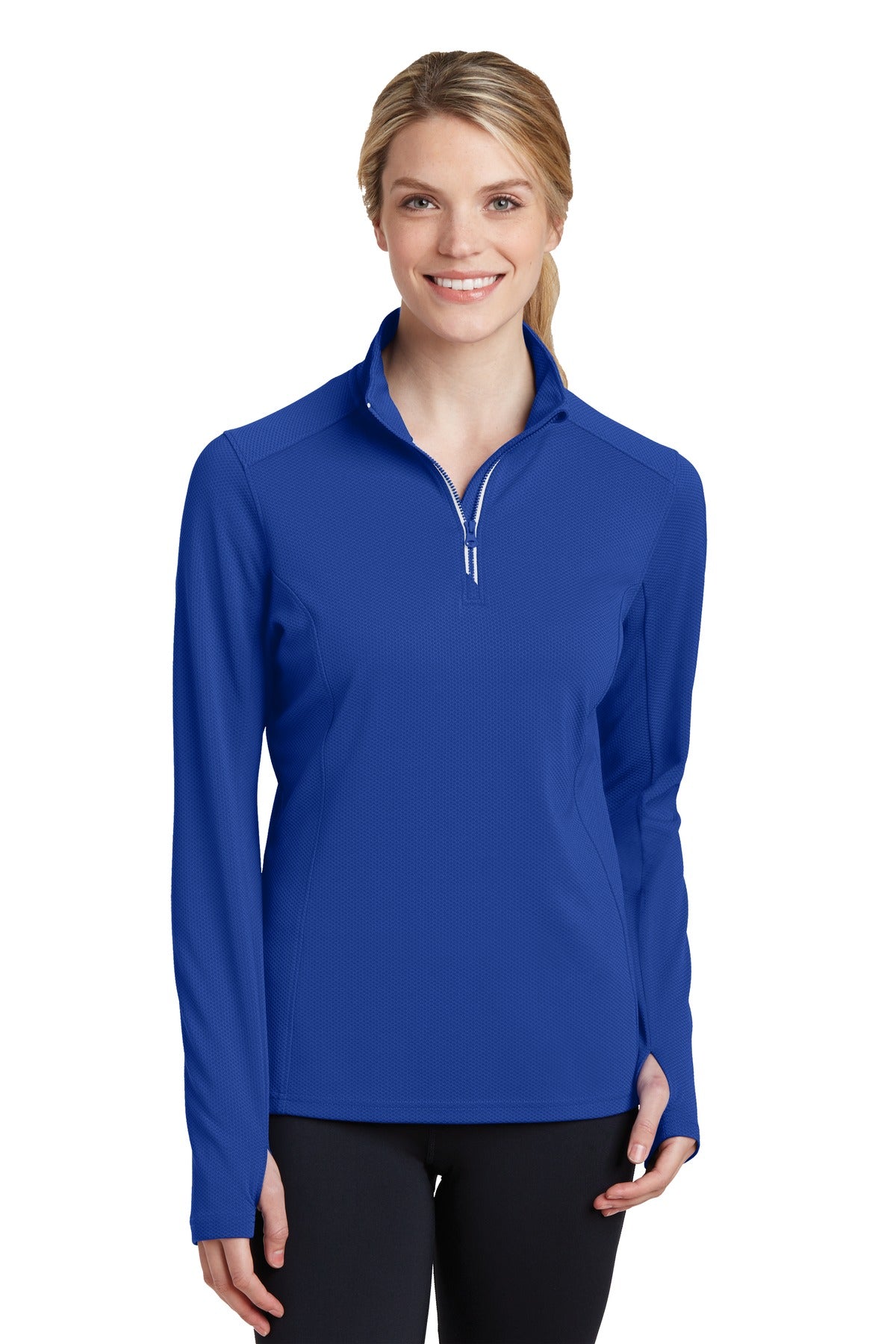 Sport-Tek® Women's Sport-Wick® Textured 1/4-Zip Pullover. LST860