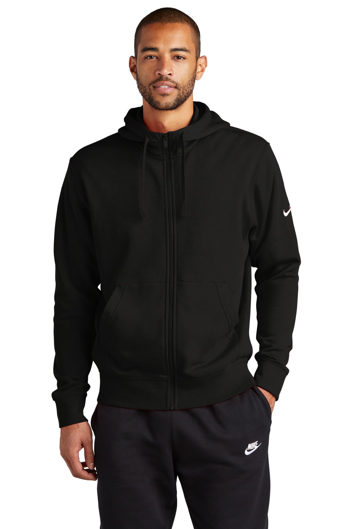 هودي Nike Club بأكمام من الصوف وسحاب كامل وشعار Swoosh NKDR1513