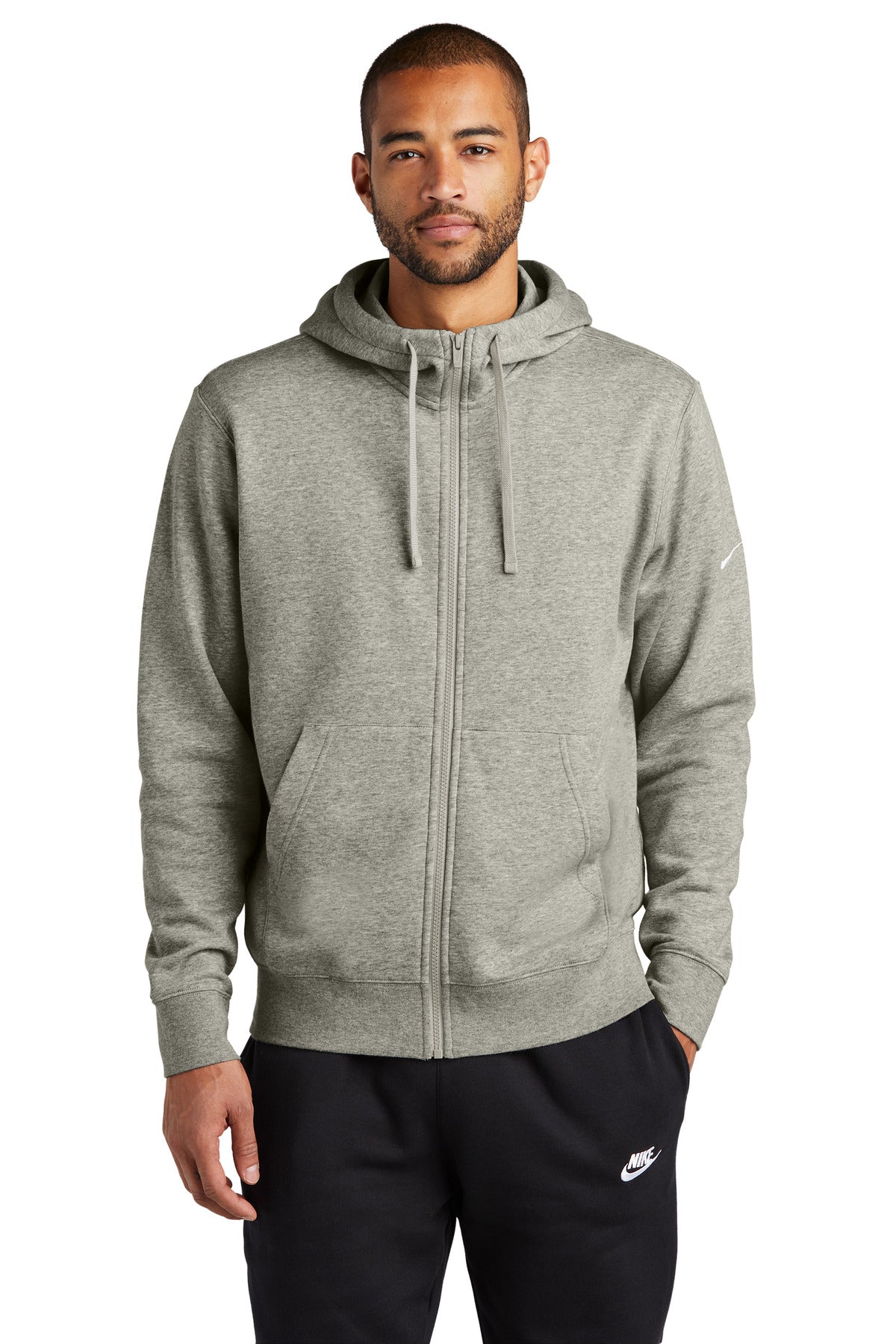 هودي Nike Club بأكمام من الصوف وسحاب كامل وشعار Swoosh NKDR1513