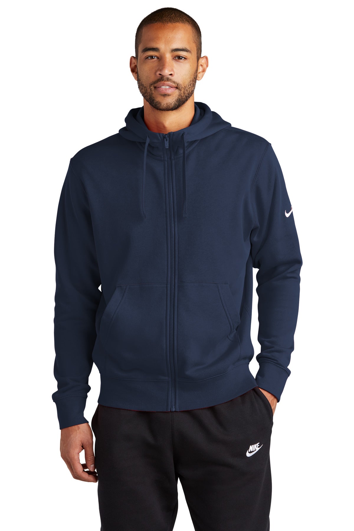 هودي Nike Club بأكمام من الصوف وسحاب كامل وشعار Swoosh NKDR1513