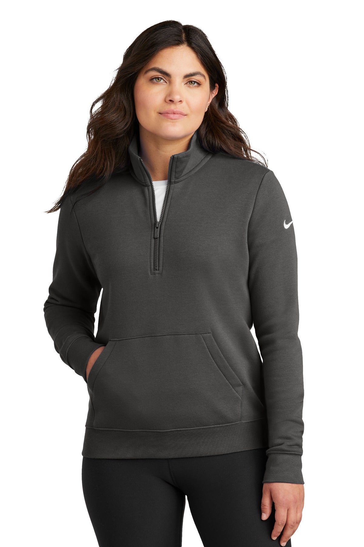 Sudadera Nike Club Fleece con manga corta y media cremallera NKDX6720 para mujer