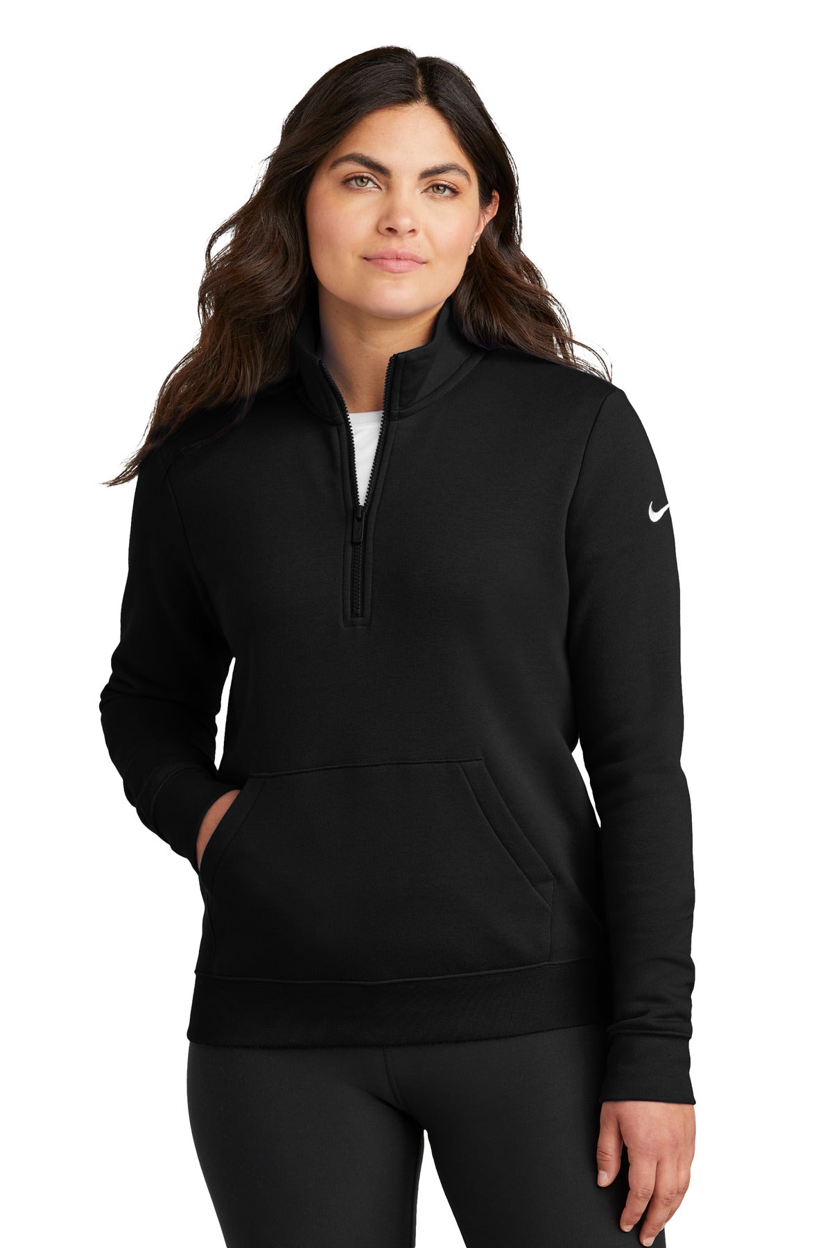 Sudadera Nike Club Fleece con manga corta y media cremallera NKDX6720 para mujer