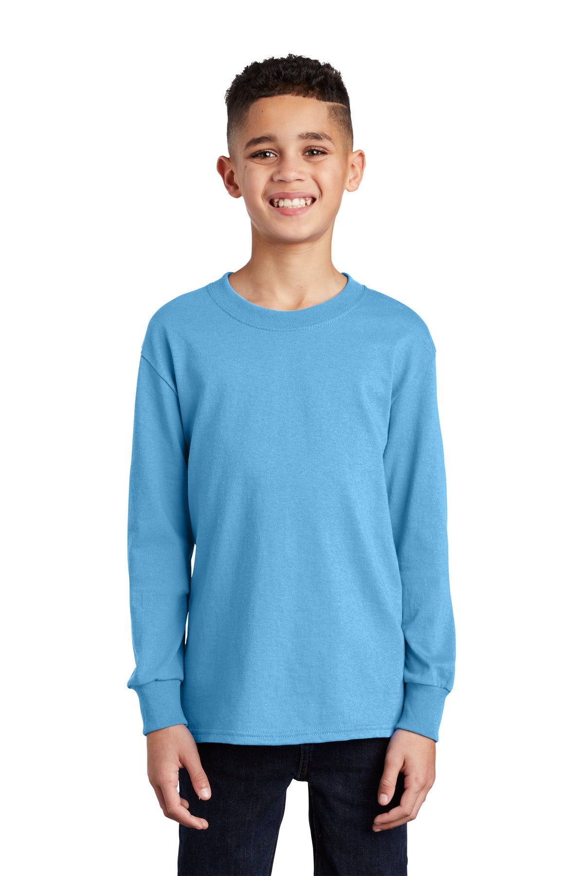 Port & Coâ„¢ Youth Long Sleeve Core Cotton Tee. PC54YLS