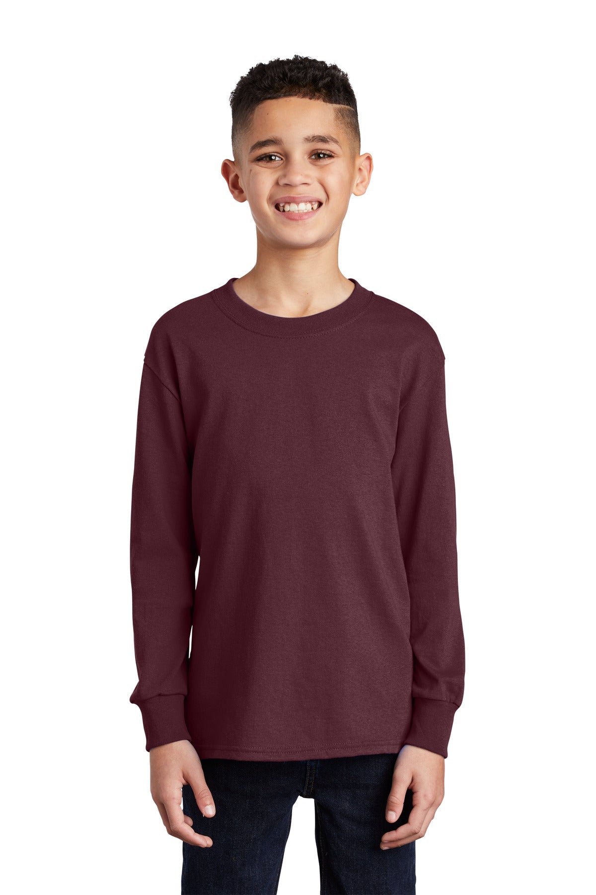 Port & Coâ„¢ Youth Long Sleeve Core Cotton Tee. PC54YLS