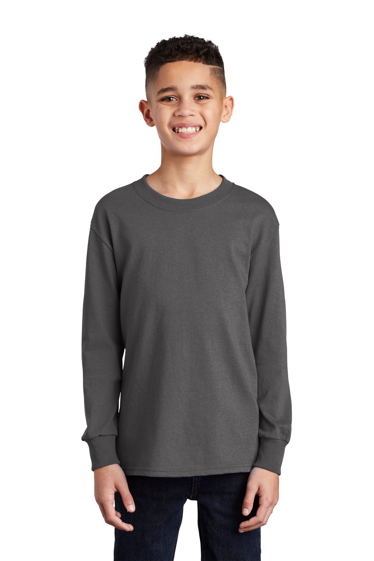 Port & Coâ„¢ Youth Long Sleeve Core Cotton Tee. PC54YLS