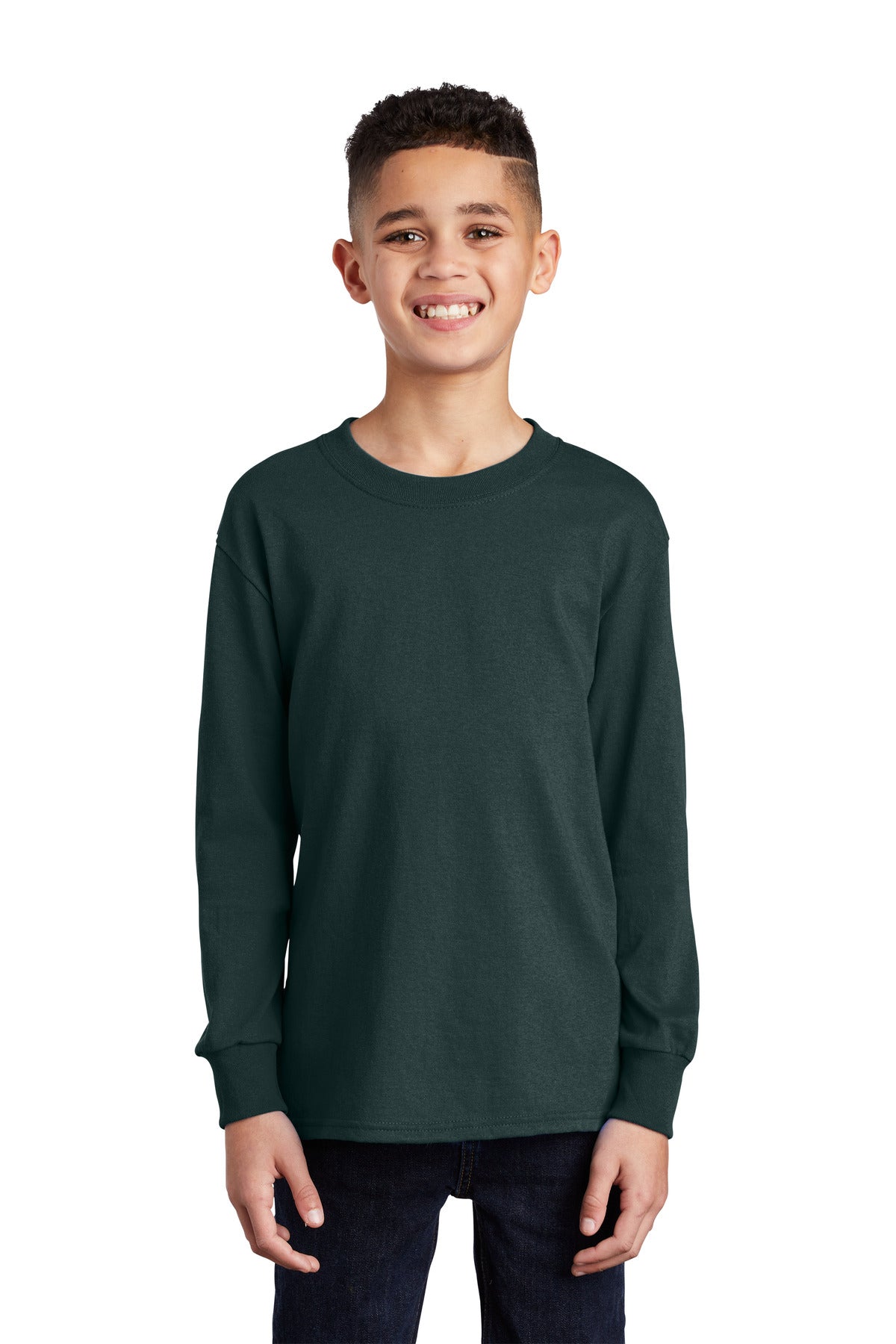 Port & Coâ„¢ Youth Long Sleeve Core Cotton Tee. PC54YLS