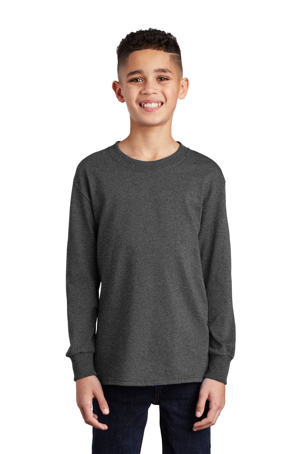 Port & Coâ„¢ Youth Long Sleeve Core Cotton Tee. PC54YLS