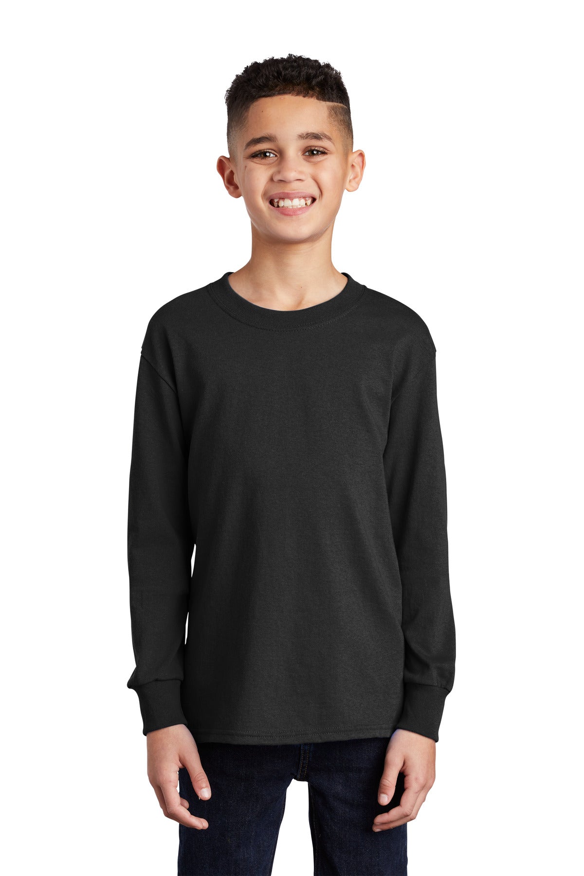 Port & Coâ„¢ Youth Long Sleeve Core Cotton Tee. PC54YLS