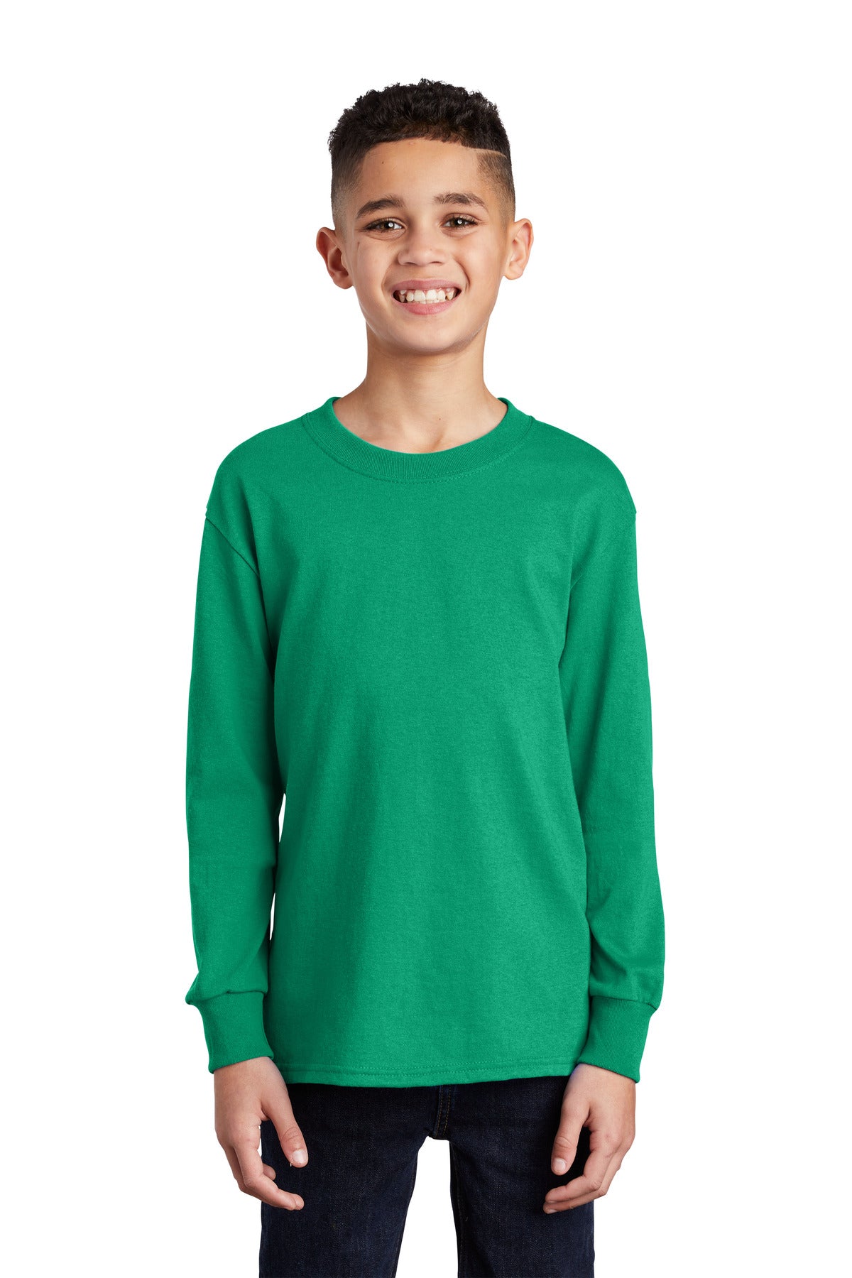 Port & Coâ„¢ Youth Long Sleeve Core Cotton Tee. PC54YLS