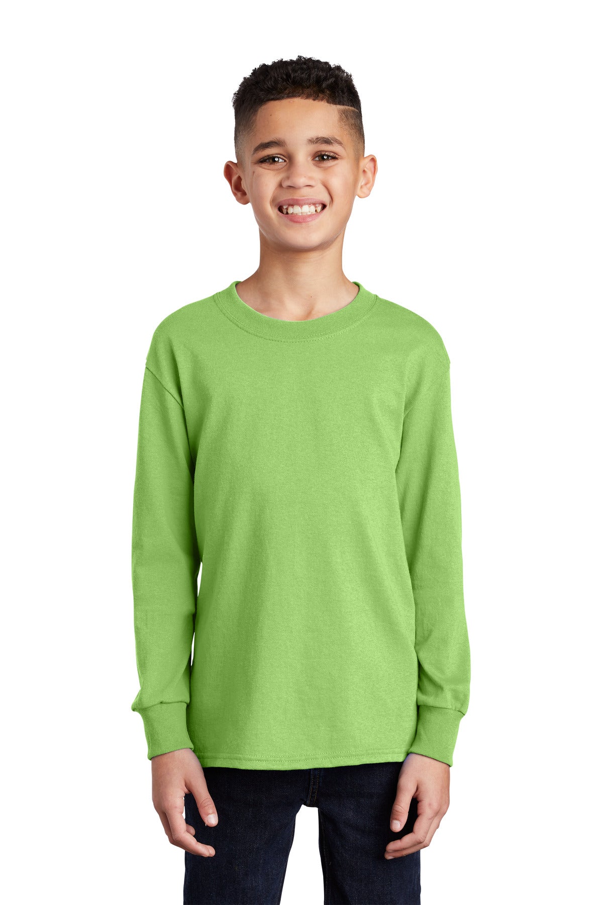Port & Coâ„¢ Youth Long Sleeve Core Cotton Tee. PC54YLS