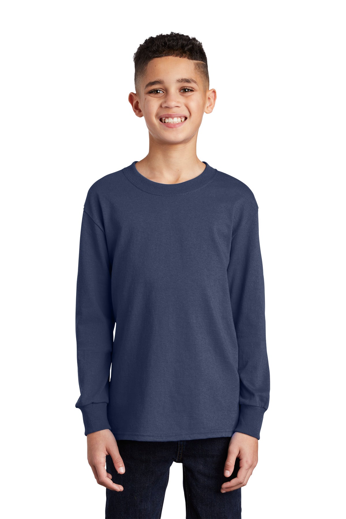 Port & Coâ„¢ Youth Long Sleeve Core Cotton Tee. PC54YLS