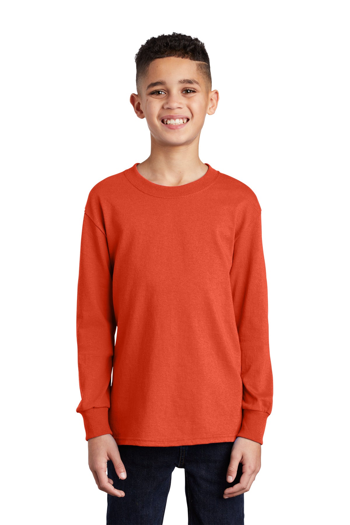 Port & Coâ„¢ Youth Long Sleeve Core Cotton Tee. PC54YLS