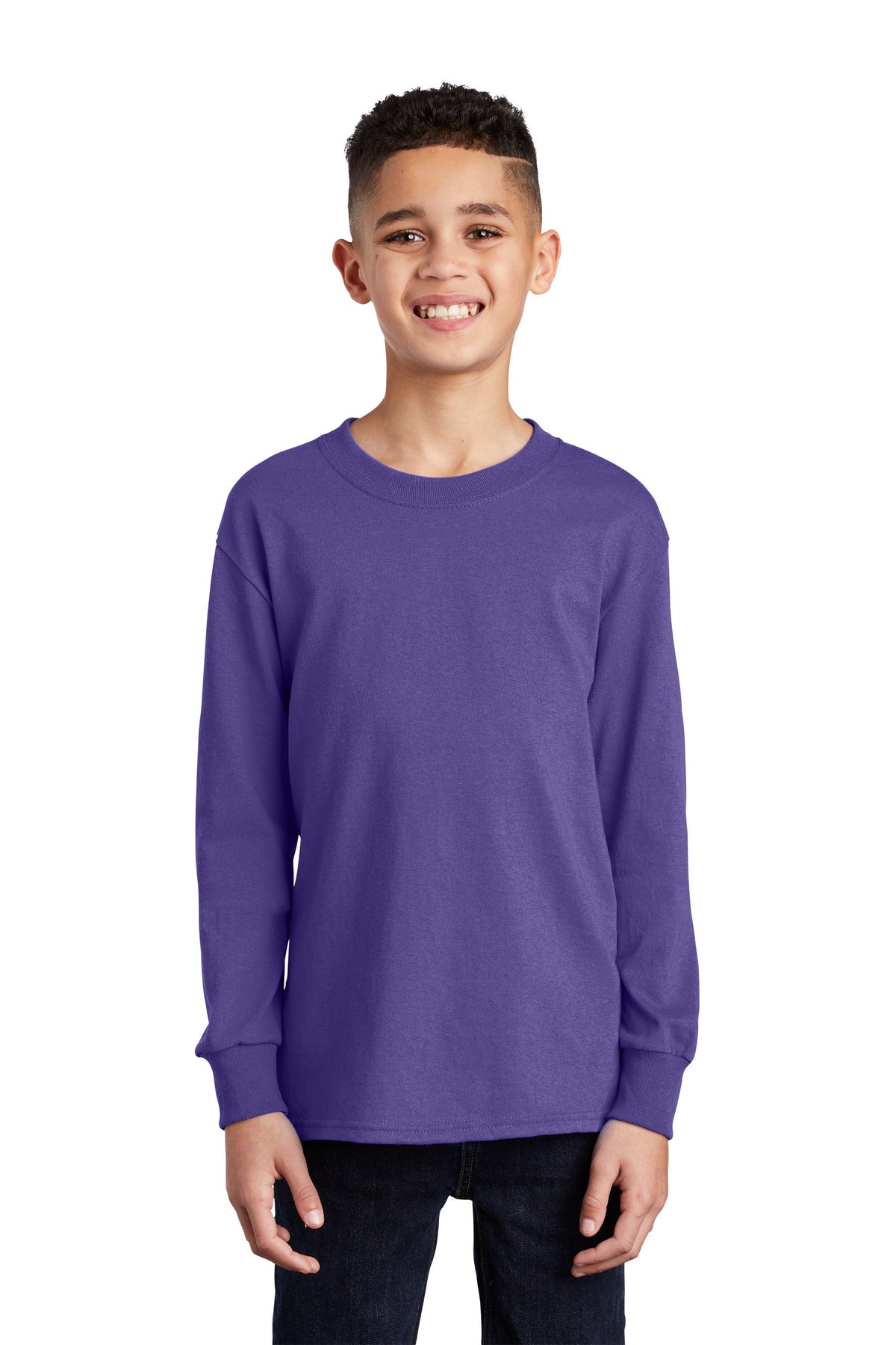 Port & Coâ„¢ Youth Long Sleeve Core Cotton Tee. PC54YLS