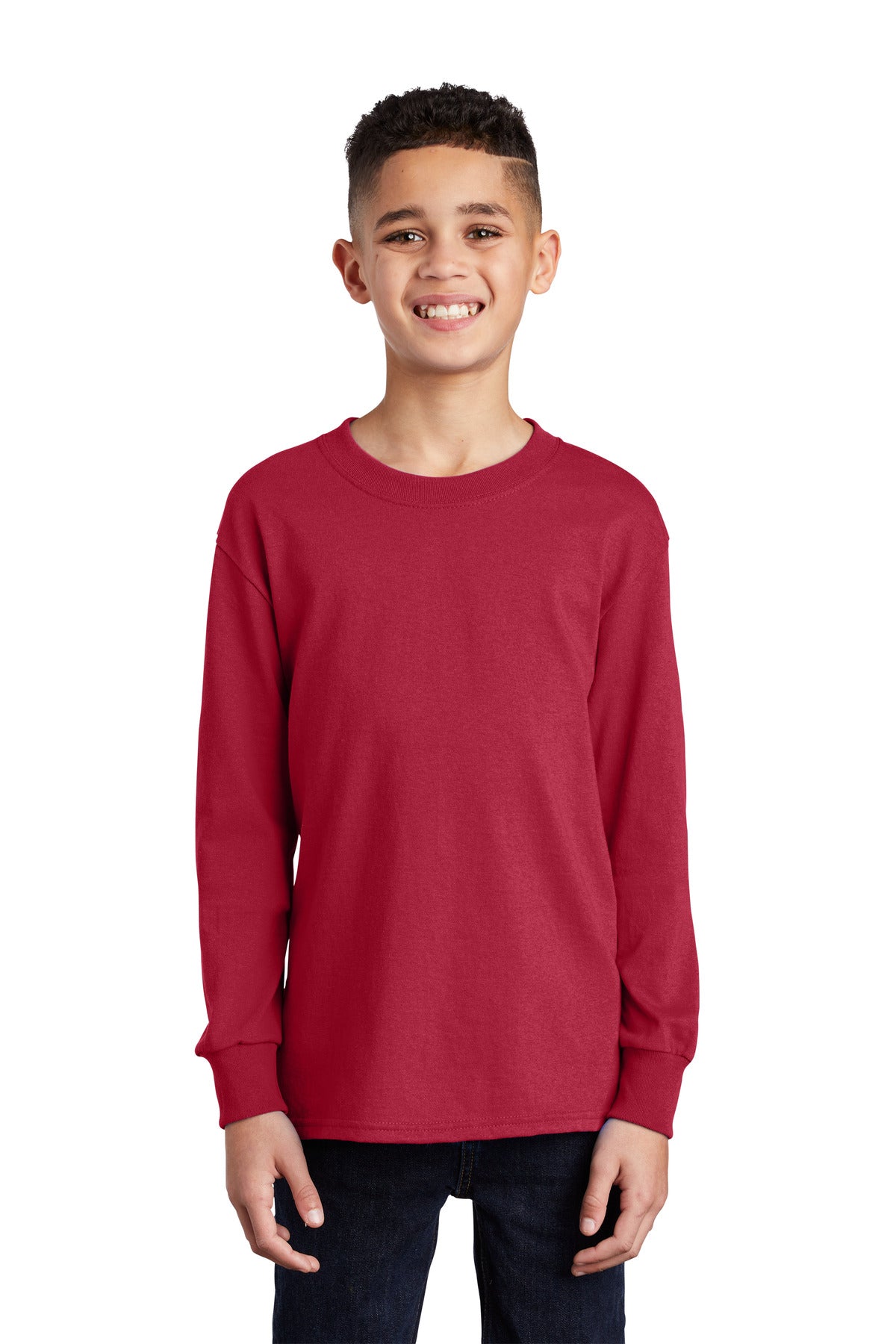 Port & Coâ„¢ Youth Long Sleeve Core Cotton Tee. PC54YLS