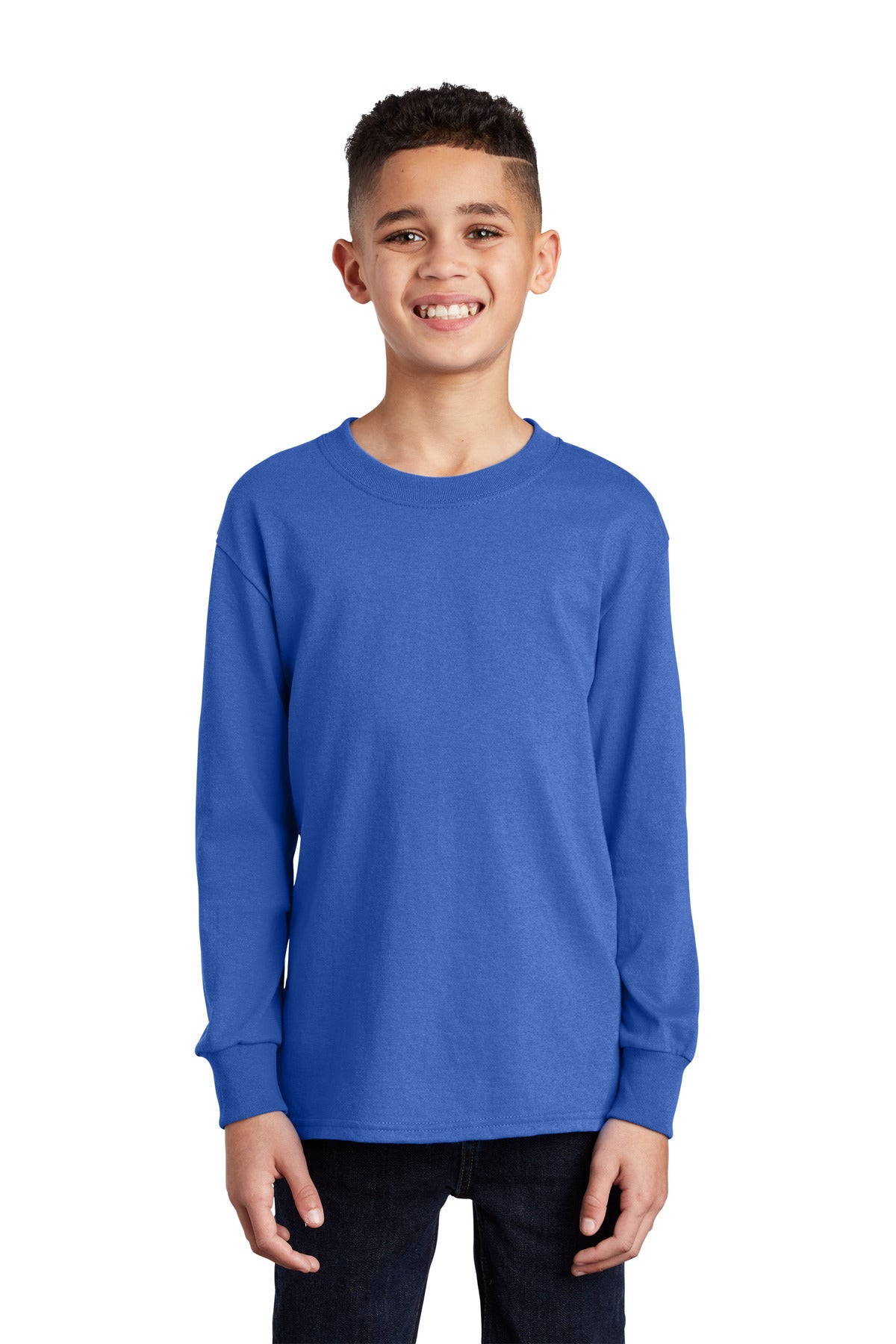 Port & Coâ„¢ Youth Long Sleeve Core Cotton Tee. PC54YLS