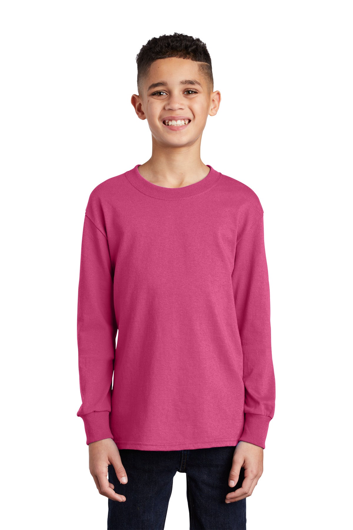 Port & Coâ„¢ Youth Long Sleeve Core Cotton Tee. PC54YLS