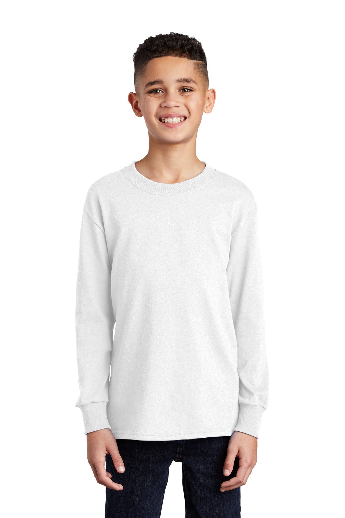 Port & Coâ„¢ Youth Long Sleeve Core Cotton Tee. PC54YLS