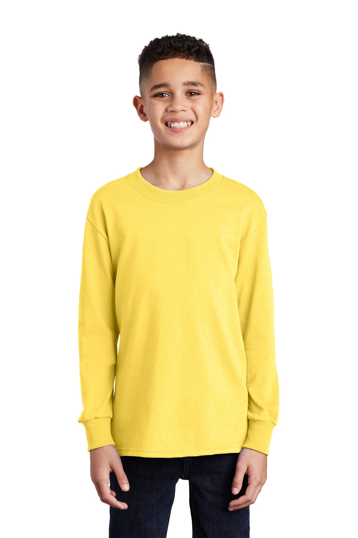 Port & Coâ„¢ Youth Long Sleeve Core Cotton Tee. PC54YLS