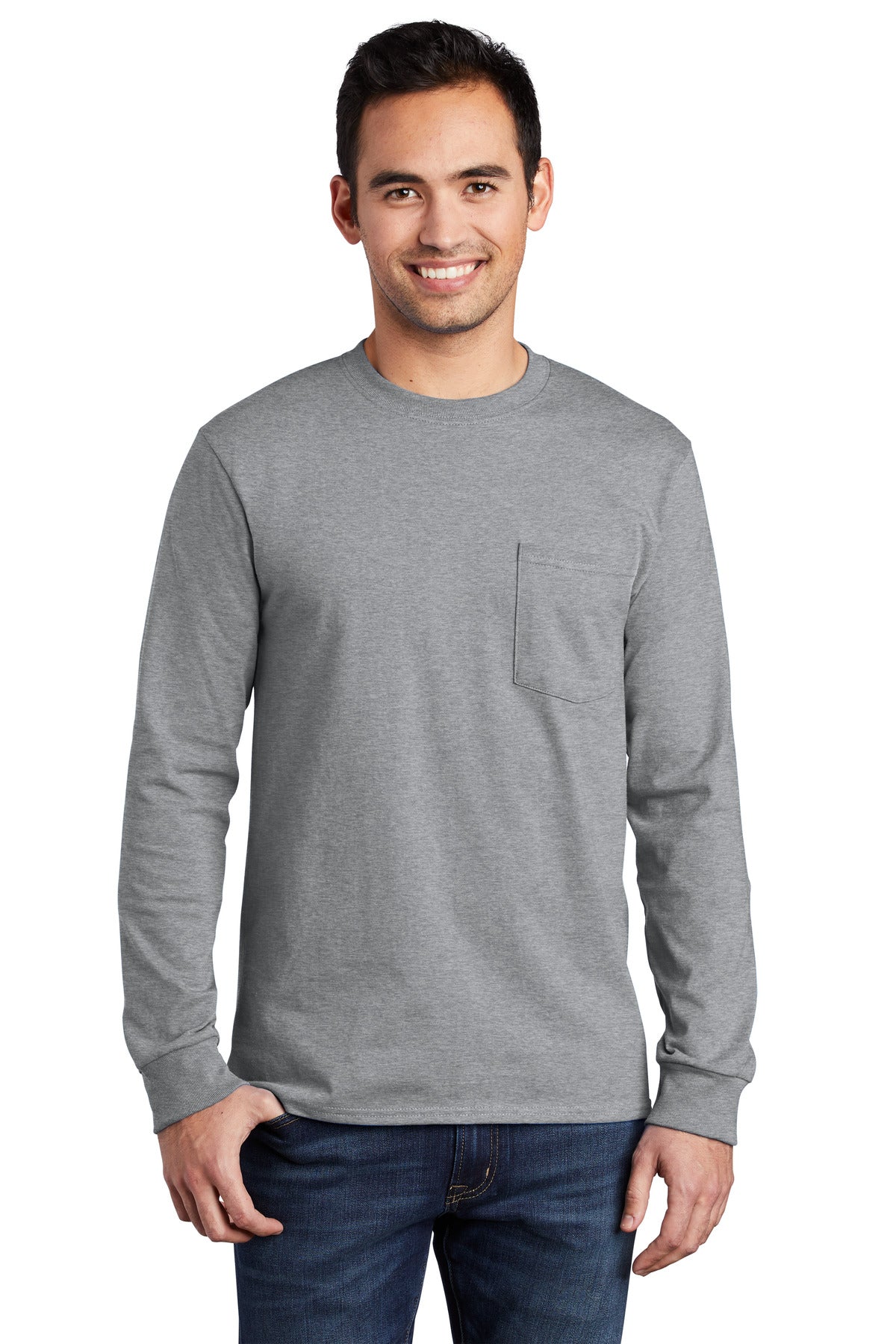 Port & Coâ„¢ Tall Long Sleeve Essential Pocket Tee. PC61LSPT