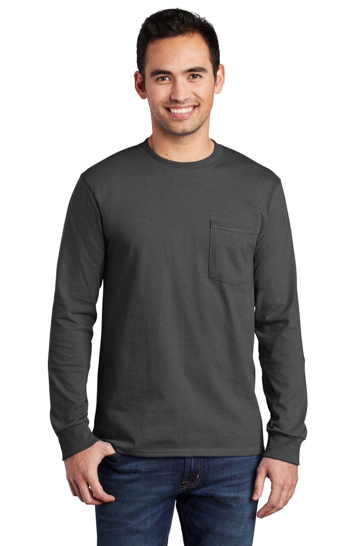Port & Coâ„¢ Tall Long Sleeve Essential Pocket Tee. PC61LSPT