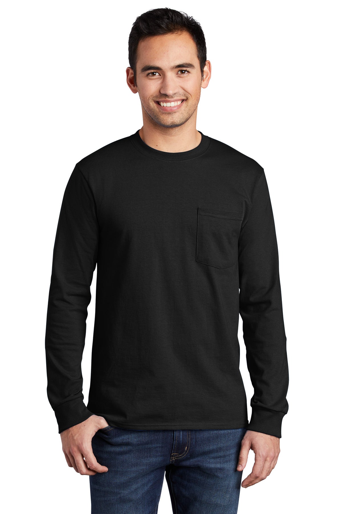 Port & Coâ„¢ Tall Long Sleeve Essential Pocket Tee. PC61LSPT