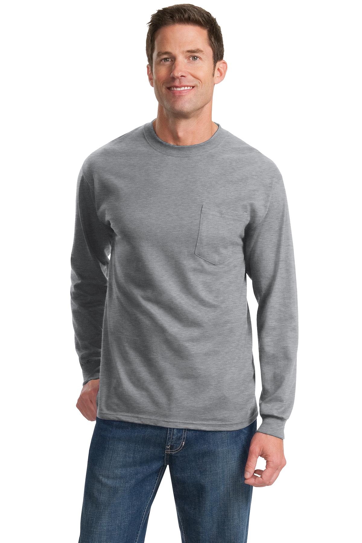 Port & Coâ„¢ Long Sleeve Essential Pocket Tee. PC61LSP