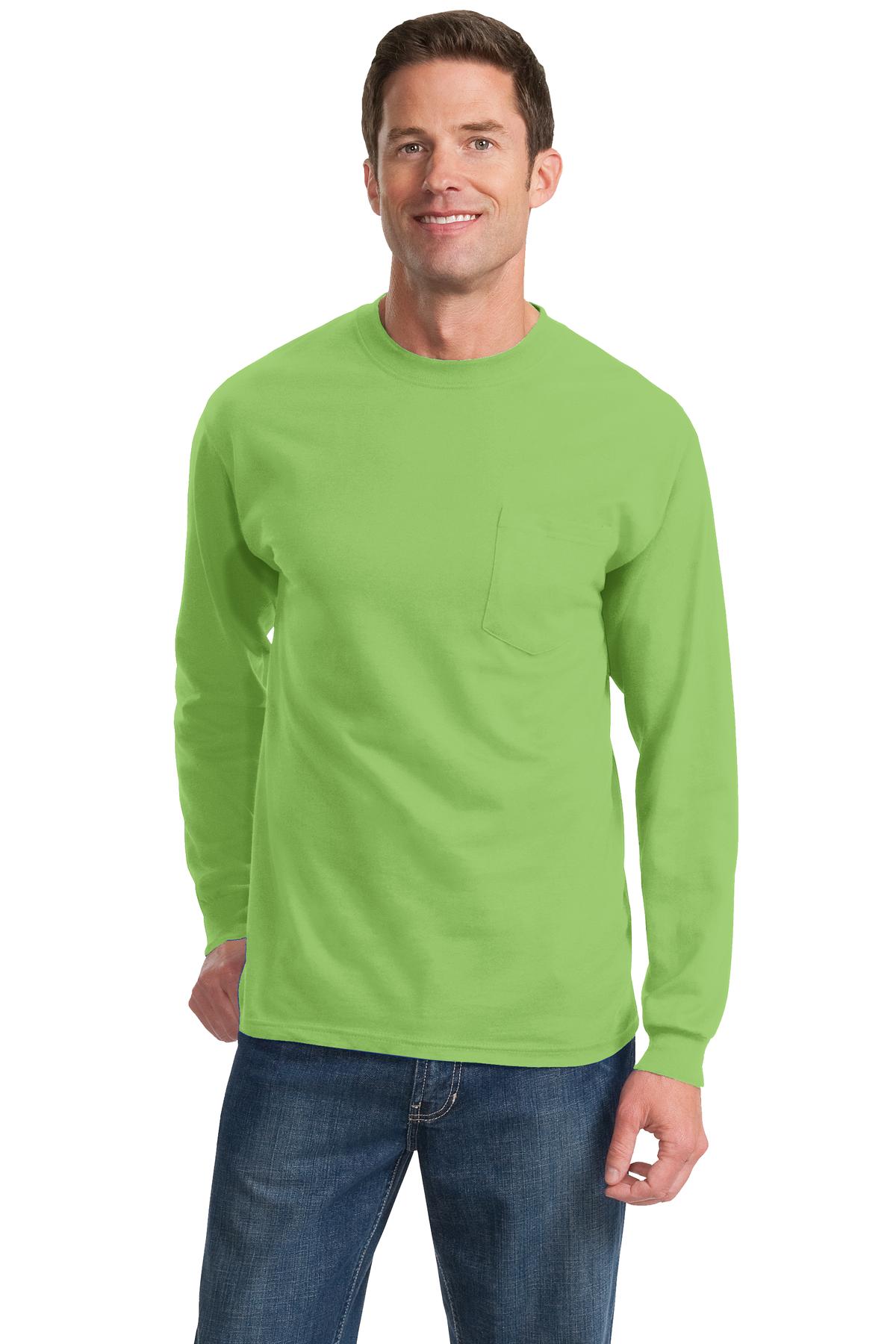 Port & Coâ„¢ Long Sleeve Essential Pocket Tee. PC61LSP