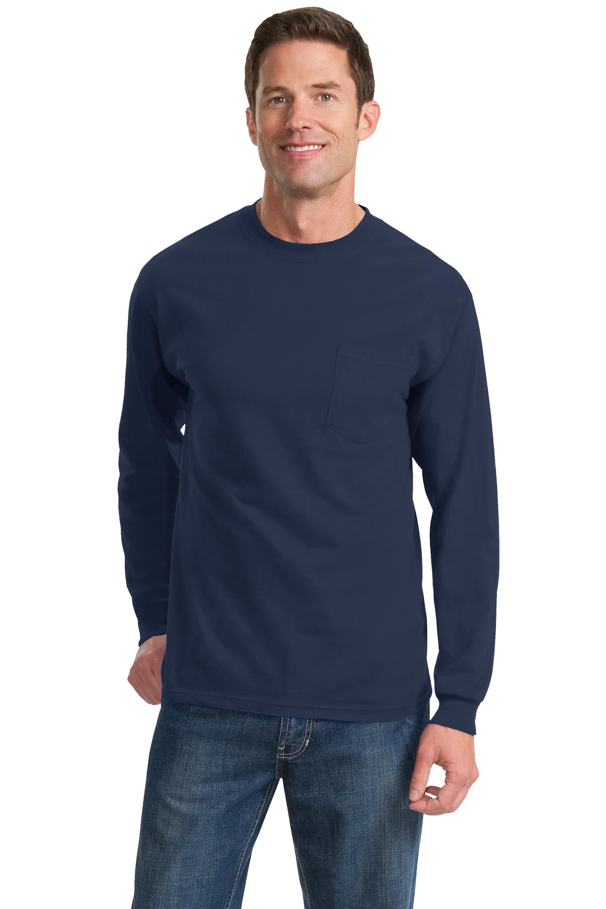 Port & Coâ„¢ Long Sleeve Essential Pocket Tee. PC61LSP