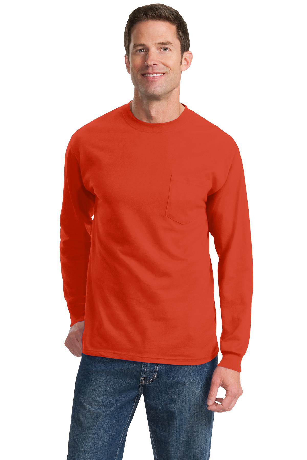 Port & Coâ„¢ Long Sleeve Essential Pocket Tee. PC61LSP
