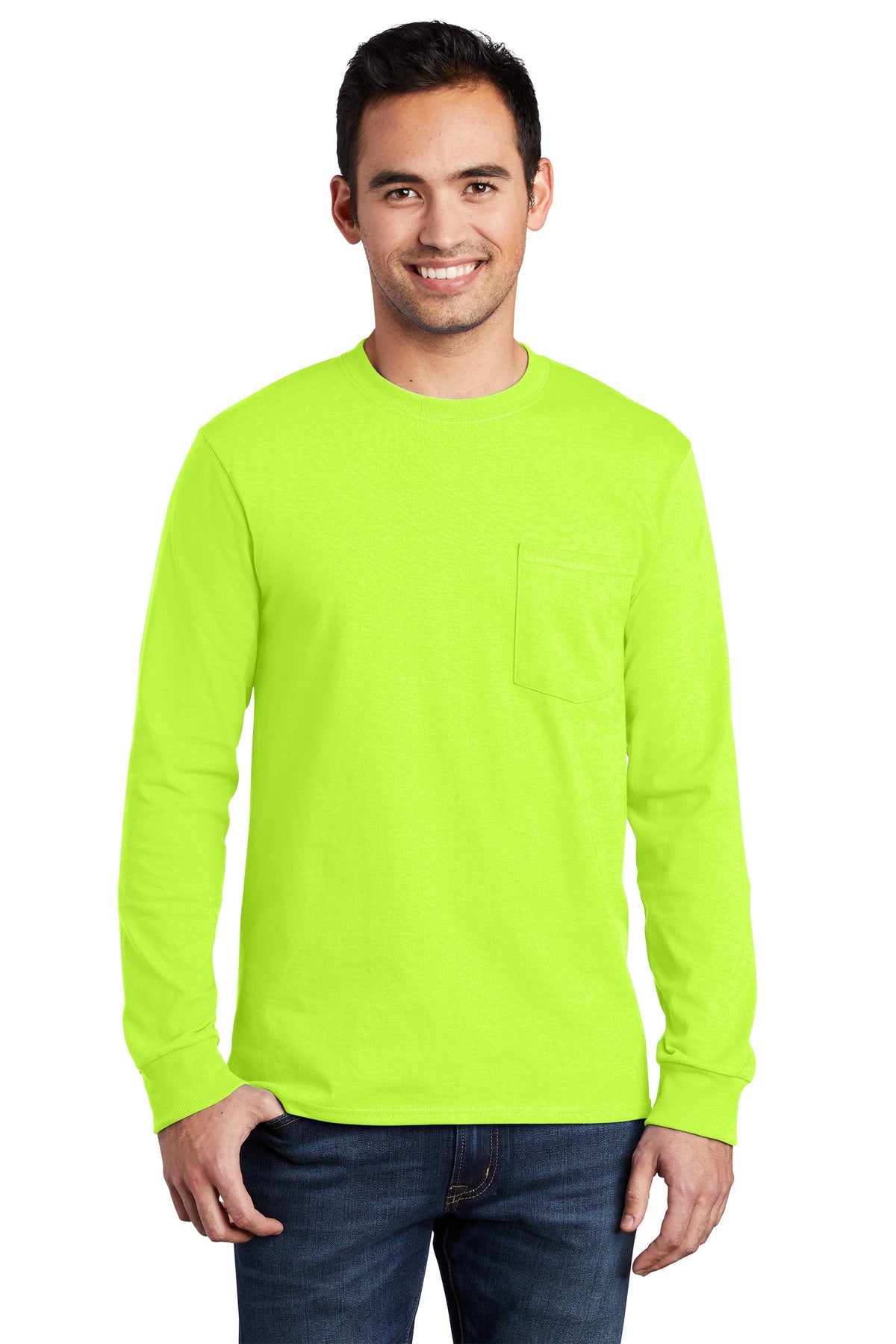 Port & Coâ„¢ Long Sleeve Essential Pocket Tee. PC61LSP