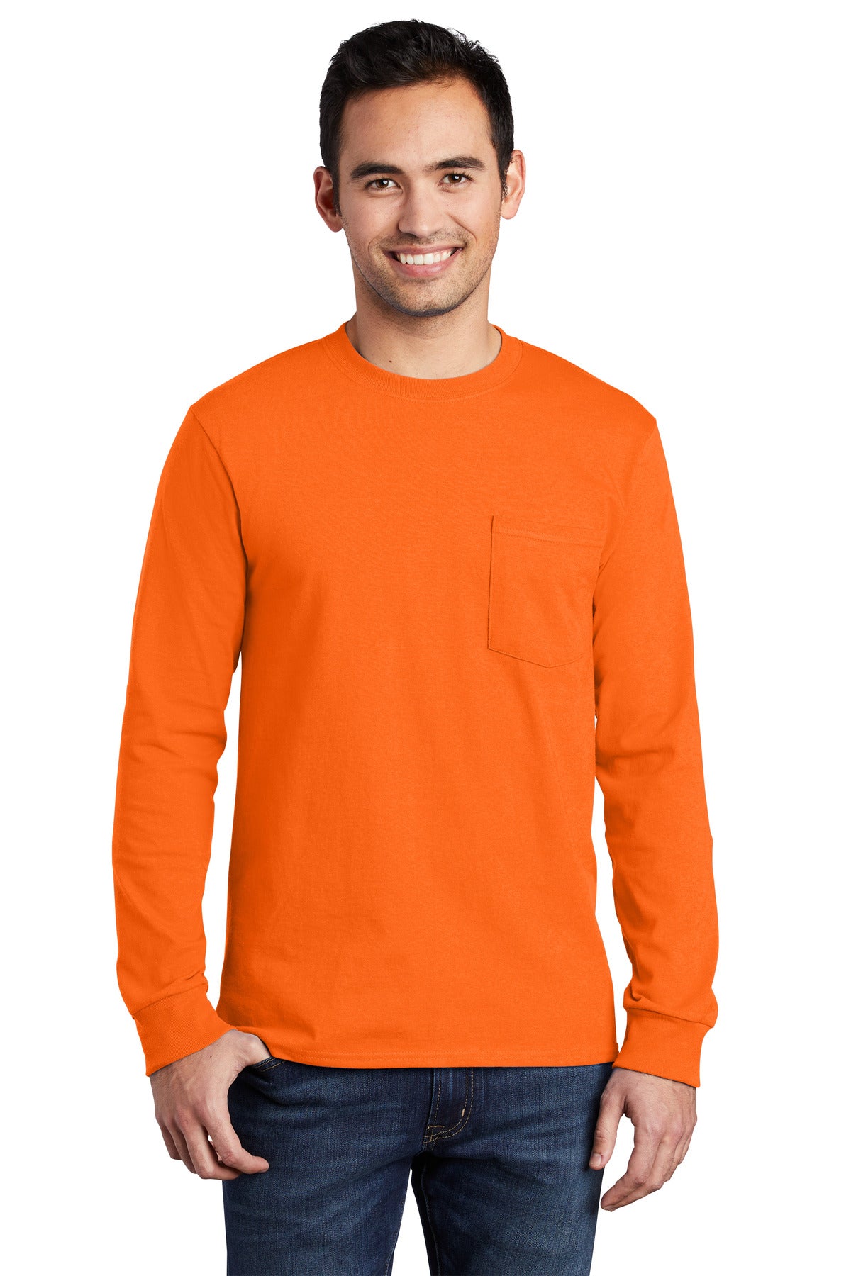Port & Coâ„¢ Long Sleeve Essential Pocket Tee. PC61LSP