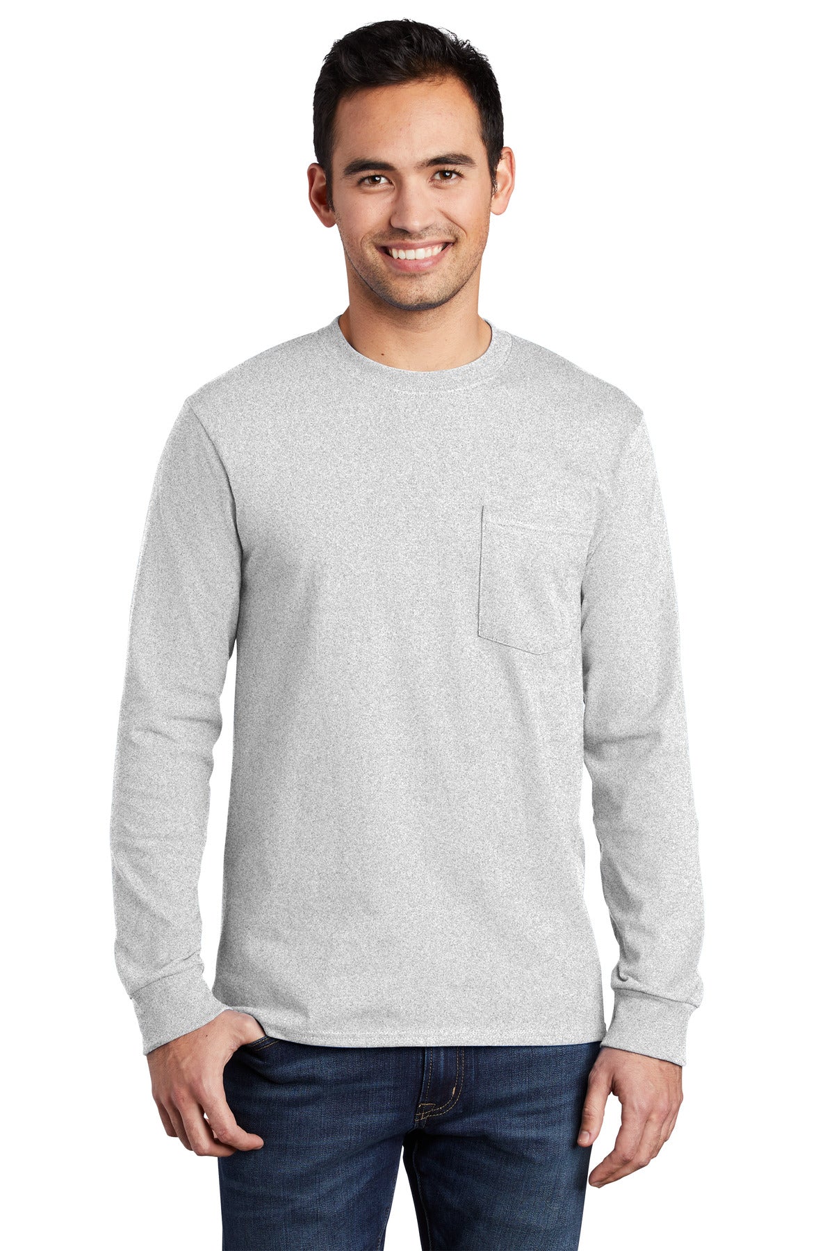 Port & Coâ„¢ Long Sleeve Essential Pocket Tee. PC61LSP