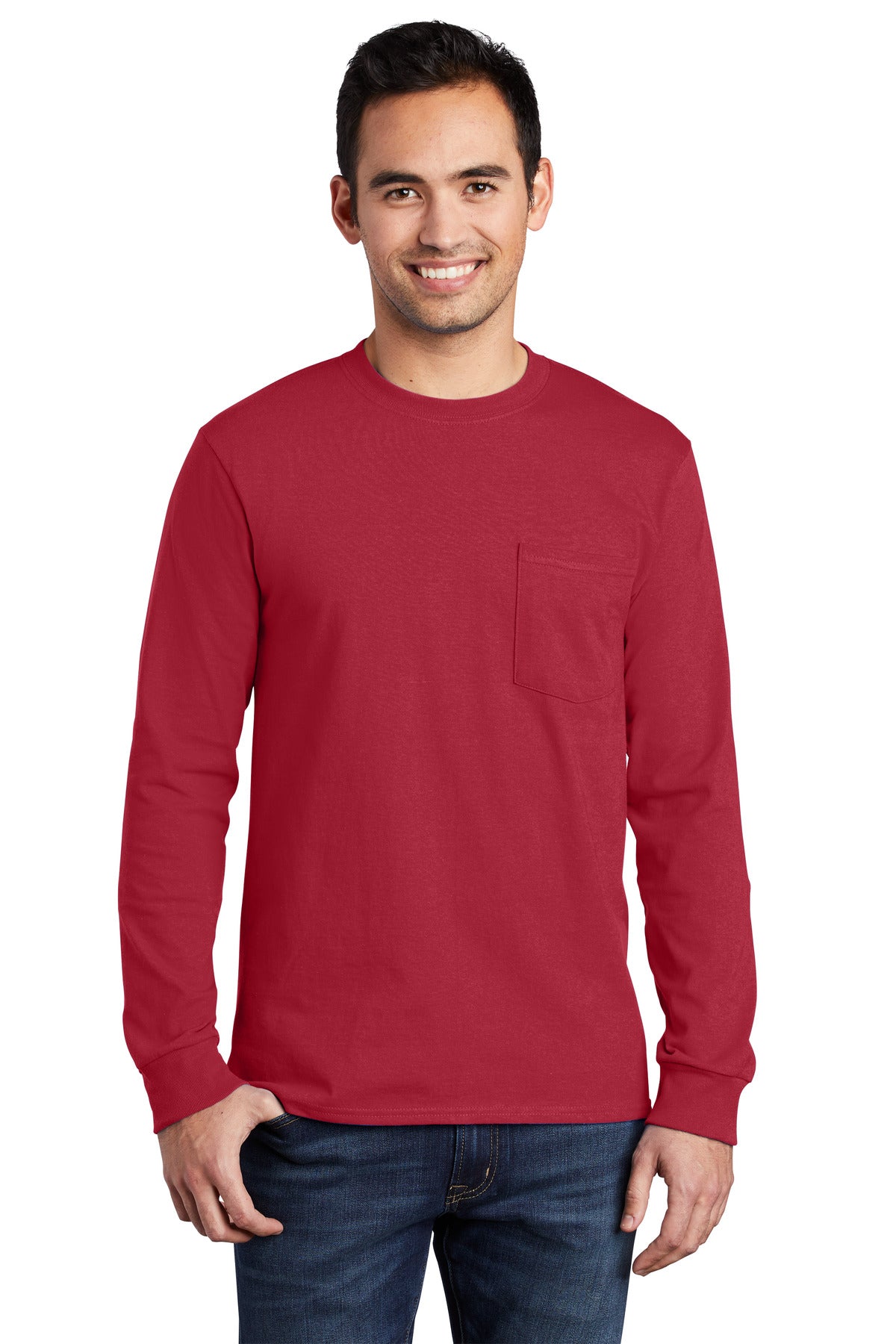 Port & Coâ„¢ Tall Long Sleeve Essential Pocket Tee. PC61LSPT