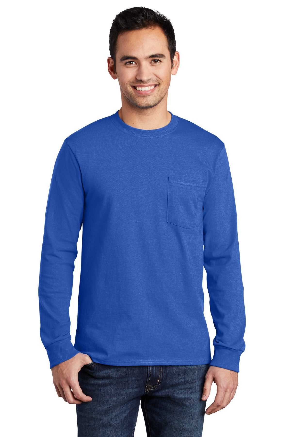 Port & Coâ„¢ Long Sleeve Essential Pocket Tee. PC61LSP
