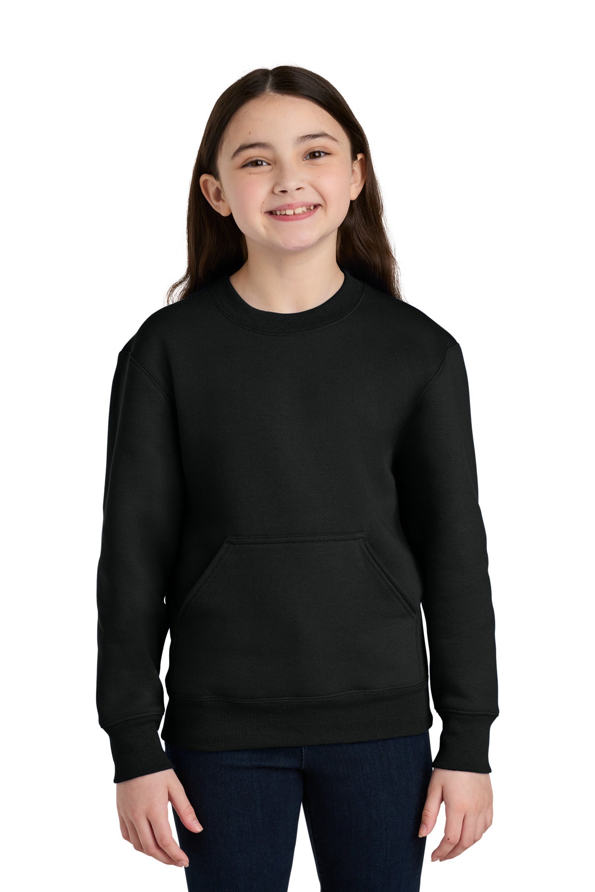 Port & Coâ„¢ Youth Core Fleece Crewneck Pocket Sweatshirt PC78YPKT