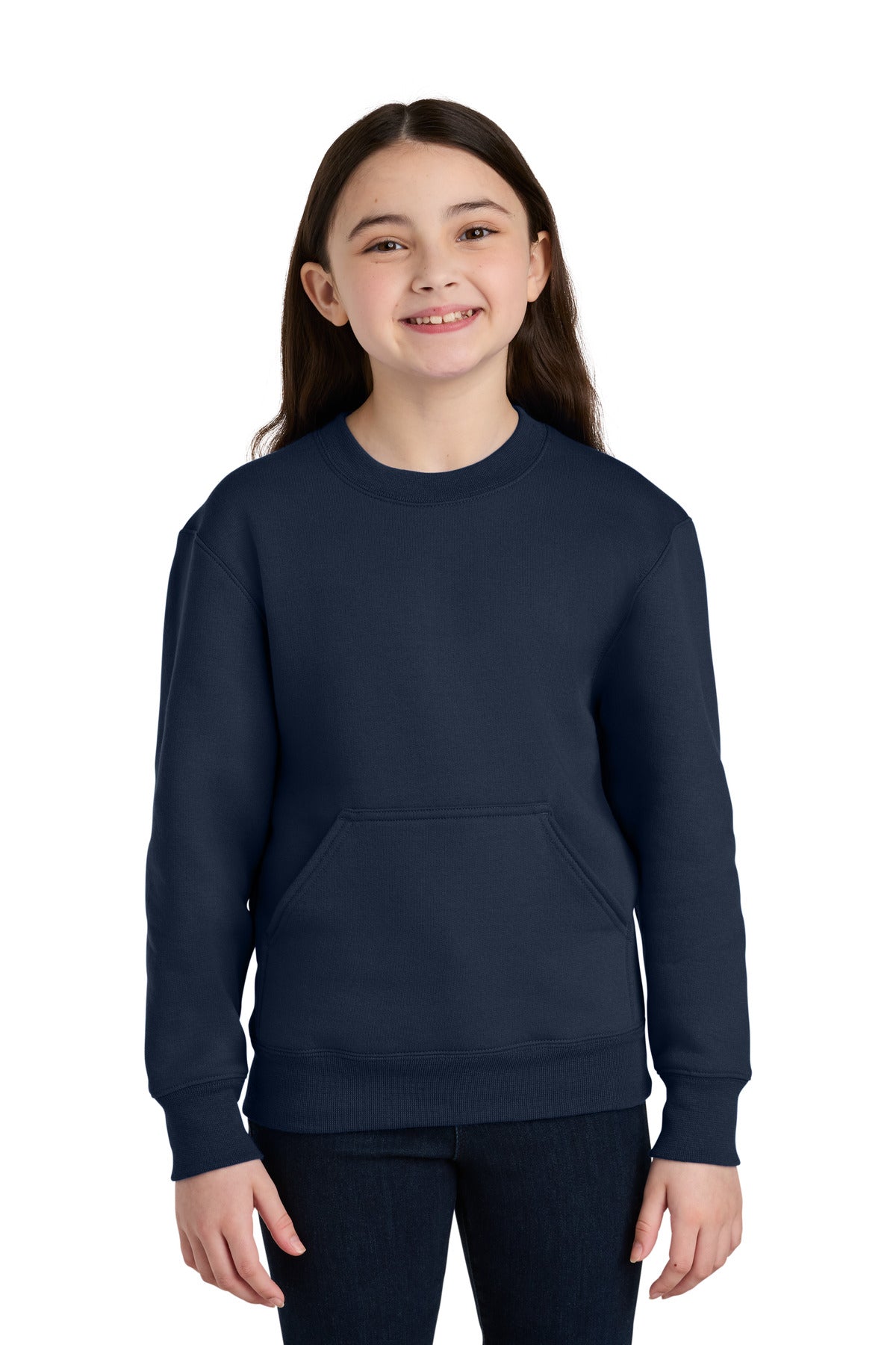 Port & Coâ„¢ Youth Core Fleece Crewneck Pocket Sweatshirt PC78YPKT