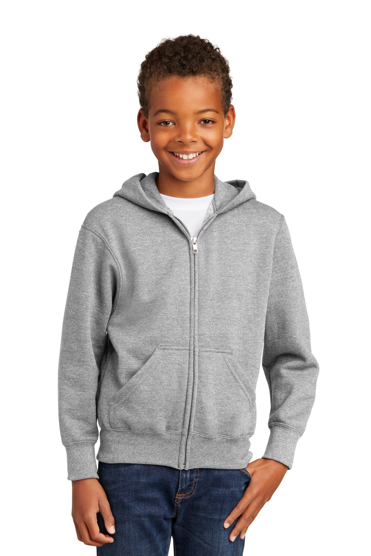 Port & Coâ„¢ Youth Core Fleece Full-Zip Hooded Sweatshirt. PC90YZH