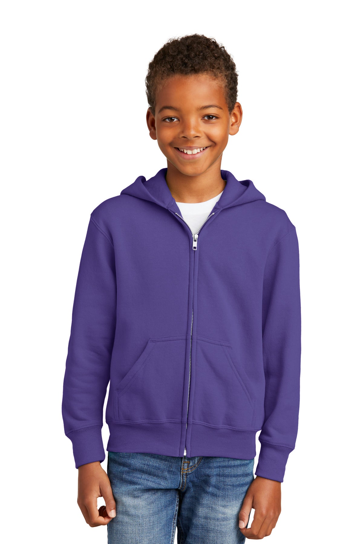 Port & Coâ„¢ Youth Core Fleece Full-Zip Hooded Sweatshirt. PC90YZH
