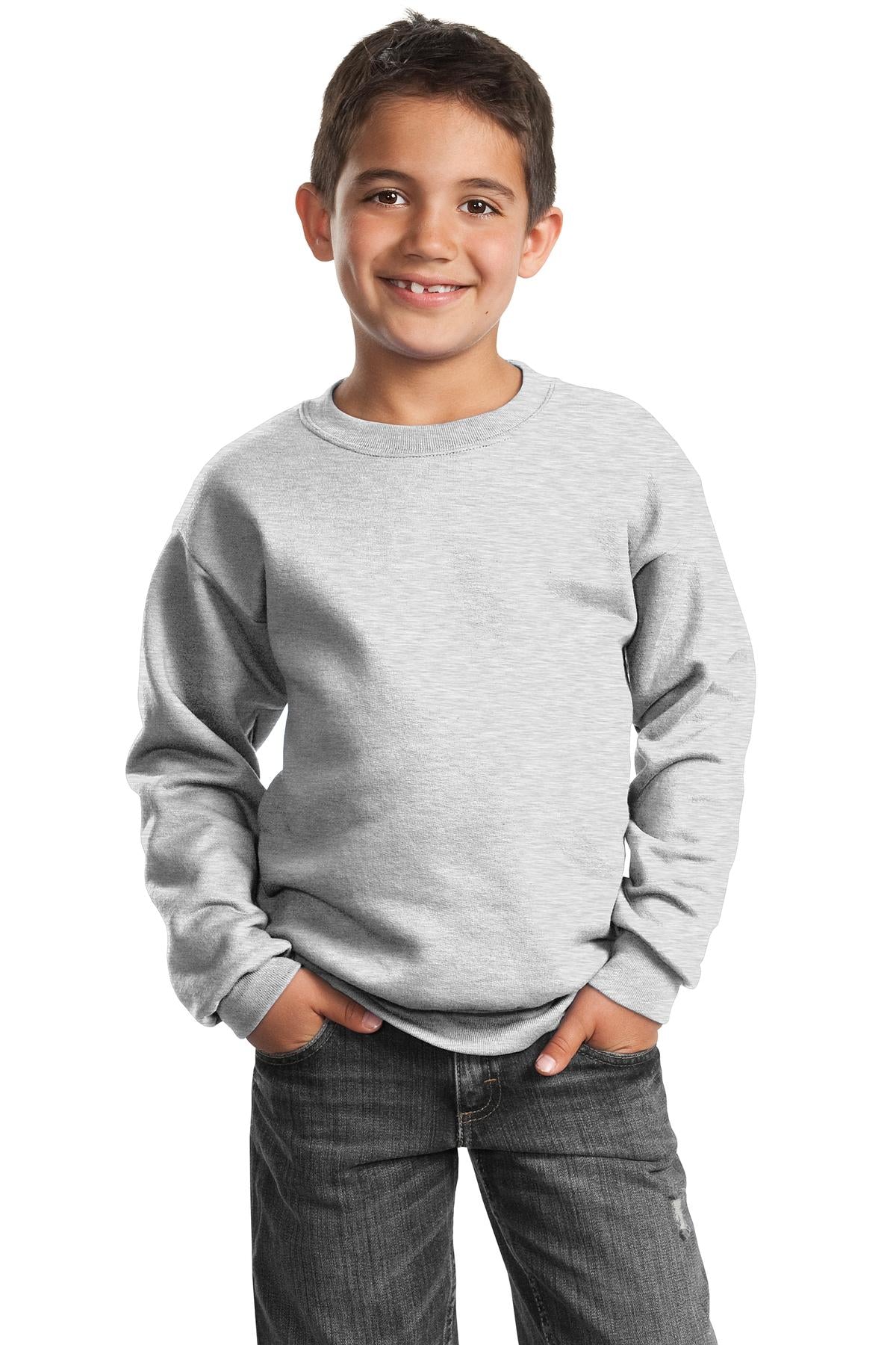 Port & Coâ„¢ Youth Core Fleece Crewneck Sweatshirt. PC90Y