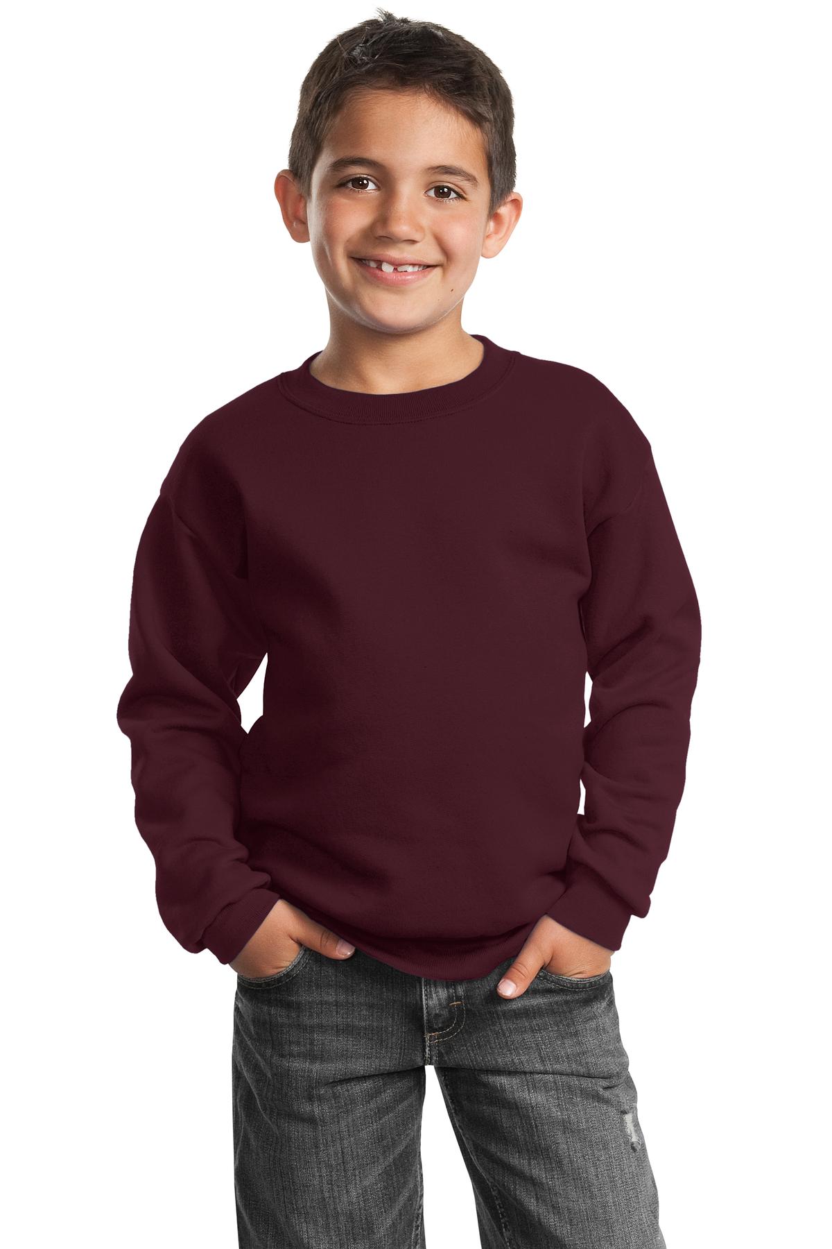 Port & Coâ„¢ Youth Core Fleece Crewneck Sweatshirt. PC90Y