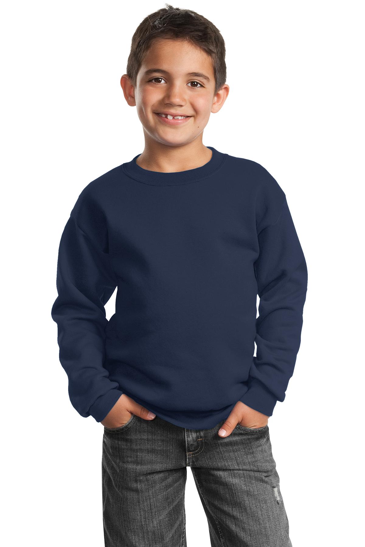 Port & Coâ„¢ Youth Core Fleece Crewneck Sweatshirt. PC90Y