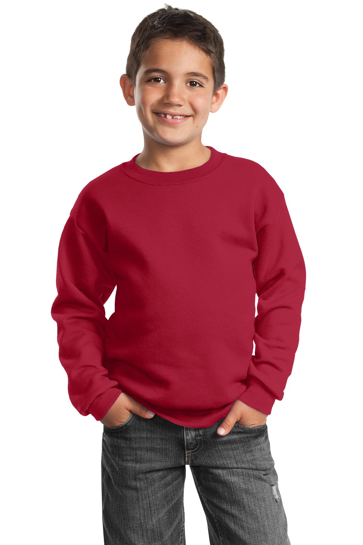 Port & Coâ„¢ Youth Core Fleece Crewneck Sweatshirt. PC90Y