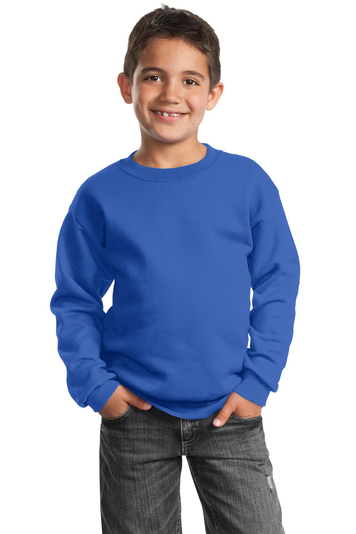 Port & Coâ„¢ Youth Core Fleece Crewneck Sweatshirt. PC90Y