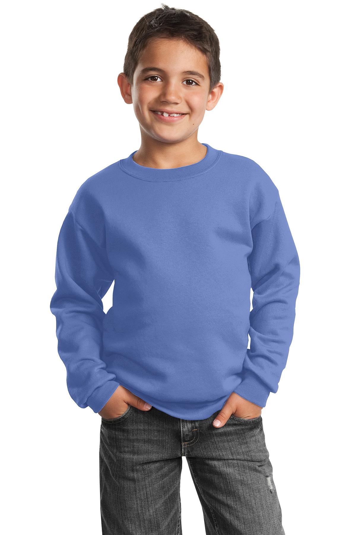 Port & Coâ„¢ Youth Core Fleece Crewneck Sweatshirt. PC90Y