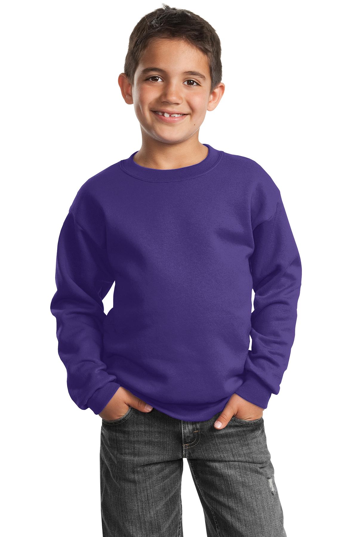 Port & Coâ„¢ Youth Core Fleece Crewneck Sweatshirt. PC90Y