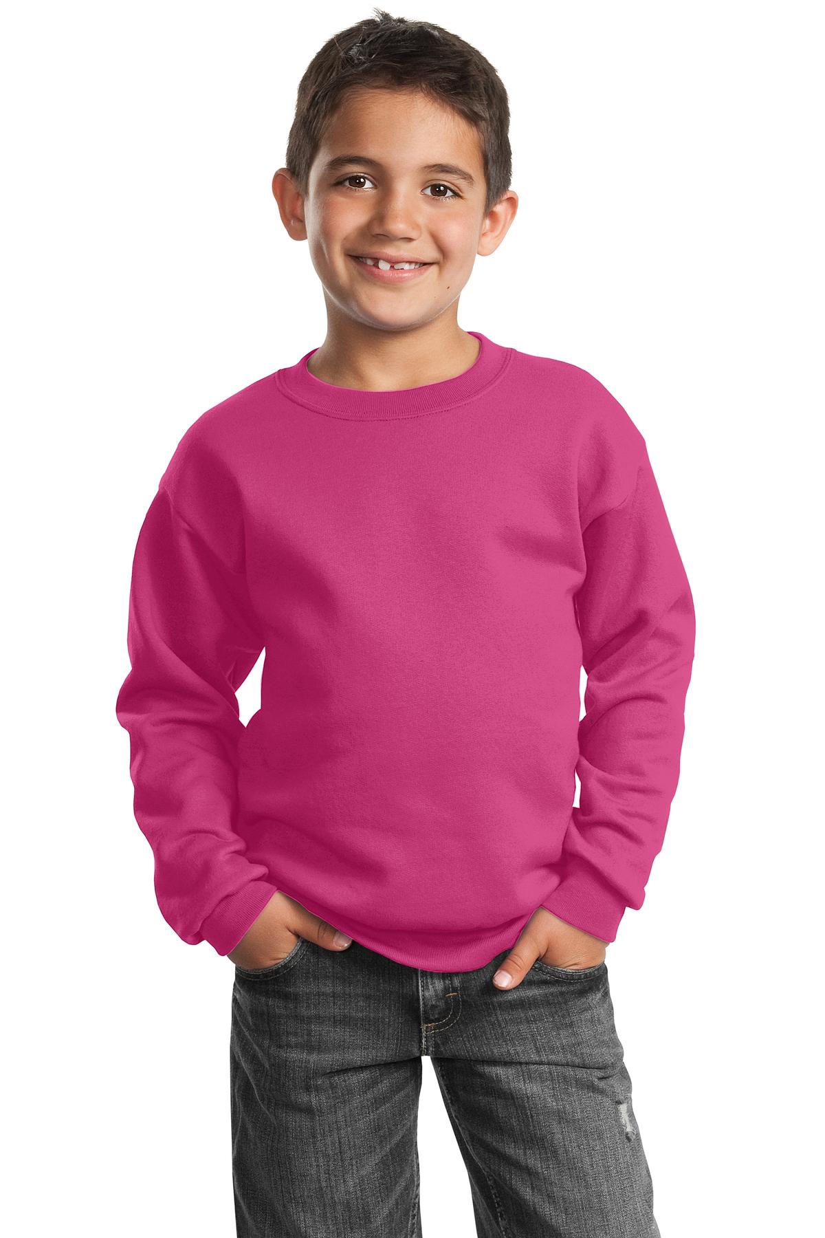 Port & Coâ„¢ Youth Core Fleece Crewneck Sweatshirt. PC90Y