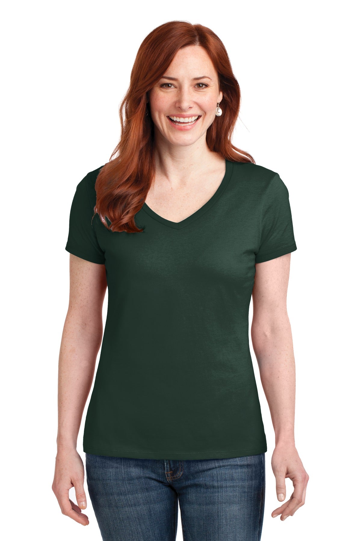 Camiseta de algodón con cuello en V Perfect-T para mujer de Hanes®. S04V