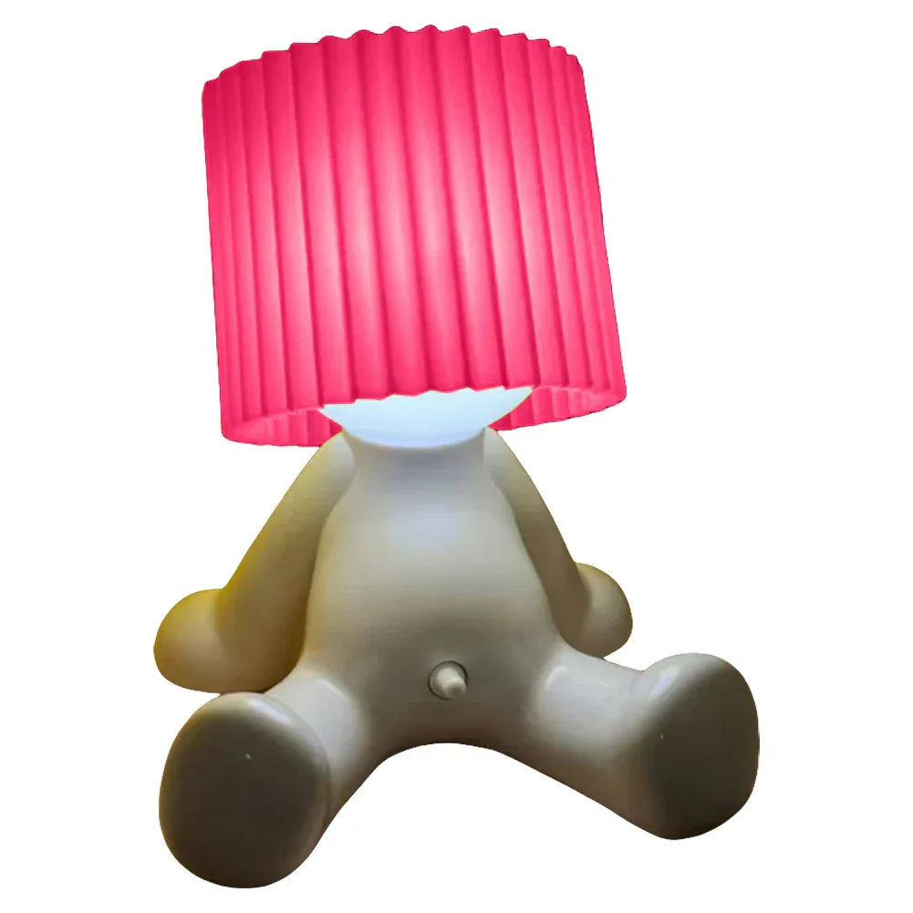 Lámpara de noche LED recargable por USB para mesita de noche, diseño de hombrecito tímido, creativa, con pliegues únicos, ideal como regalo para niños.